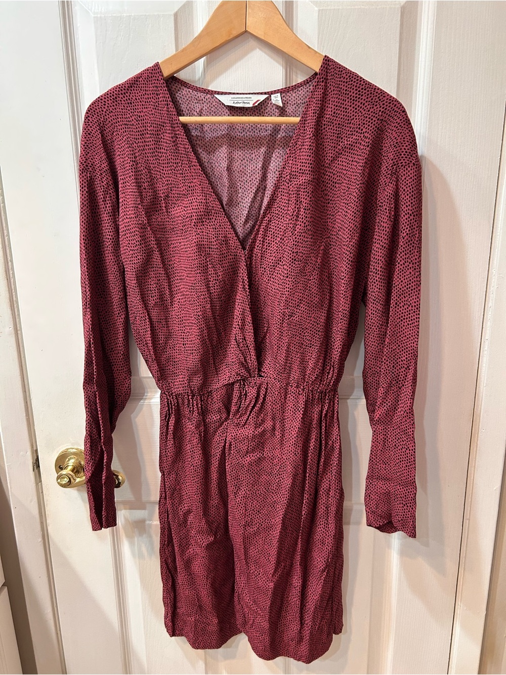 & Other Stories Burgundy Printed V‑Neck Mini Dress